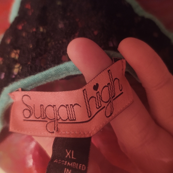 Aqua blue Sugar High Faded Elephant Print with sheer backing tank top - Picture 4 of 4